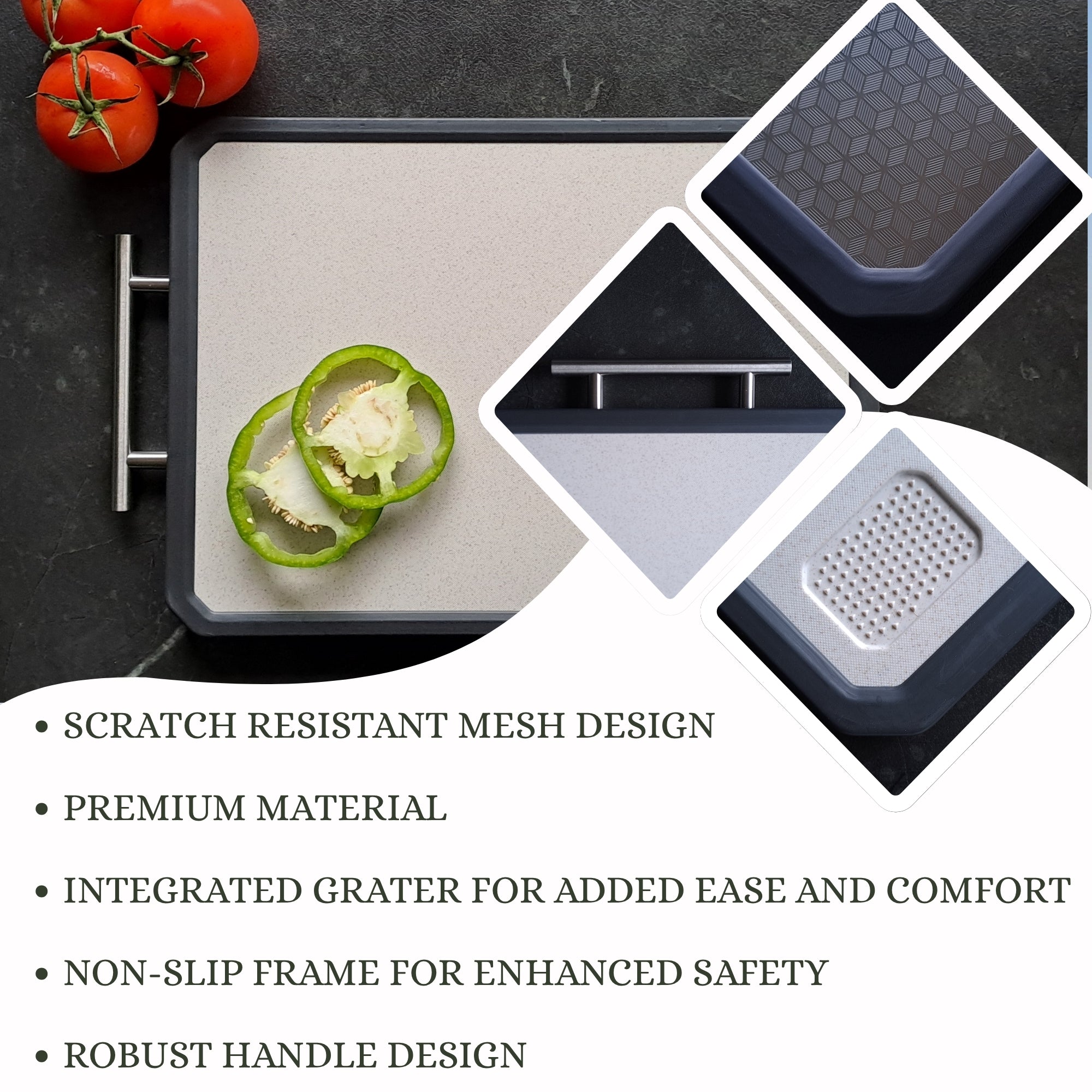 HANNH Stainless Steel Cutting Board, Double Sided Steel Cutting Board for Kitchen, Stainless Steel/Wheat Straw PP, Metal Cutting Boards for Meat, Non-Toxic steel chopping board,16 * 11 Inch